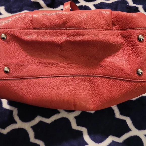 Coach Avery Pebbled Leather Satchel, Coral - Picture 5 of 7